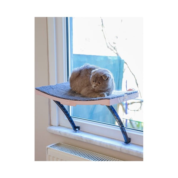 Rozā pie loga stiprināma kaķu gulta 47x32 cm – Lydia&Co