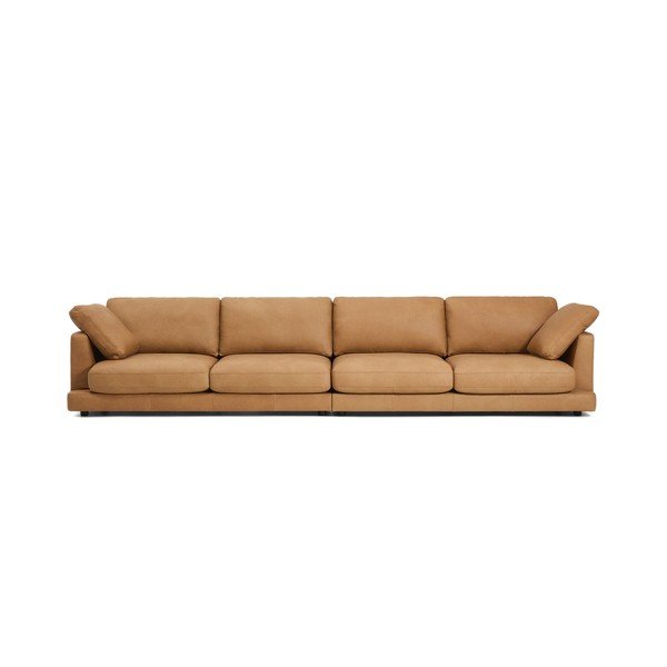 Brūns ādas dīvāns 390 cm Gala – Kave Home-image-2