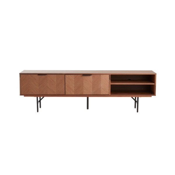 Tumša dabīga toņa TV galdiņš ar riekstkoka imitāciju 180x51x40 cm Duvberg – Jotex