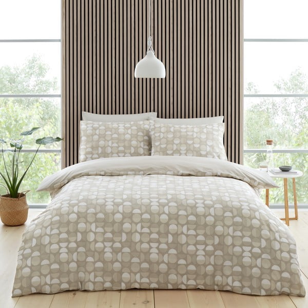 Balta/bēša  gultas veļa divvietīgai gultai 200x200 cm Craft Floral – Catherine Lansfield-image-4