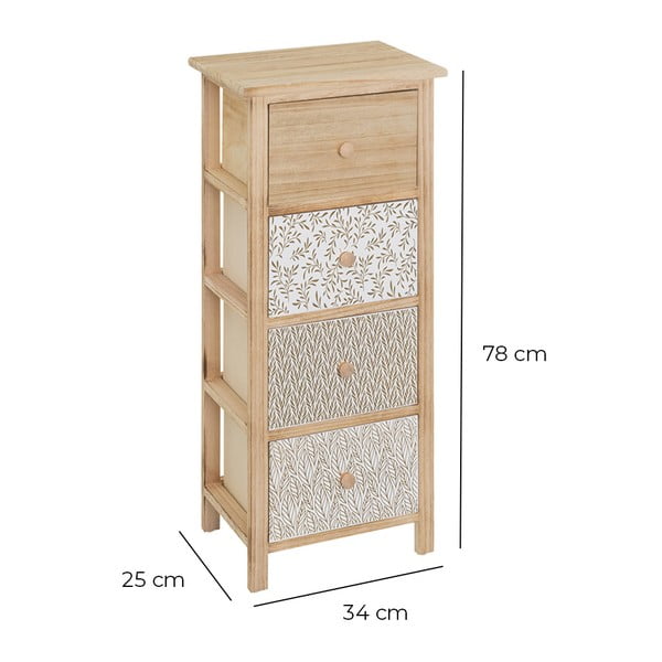 Dabīga toņa paulonijas masīvkoka augsta kumode 34x78 cm – Casa Selección-image-2