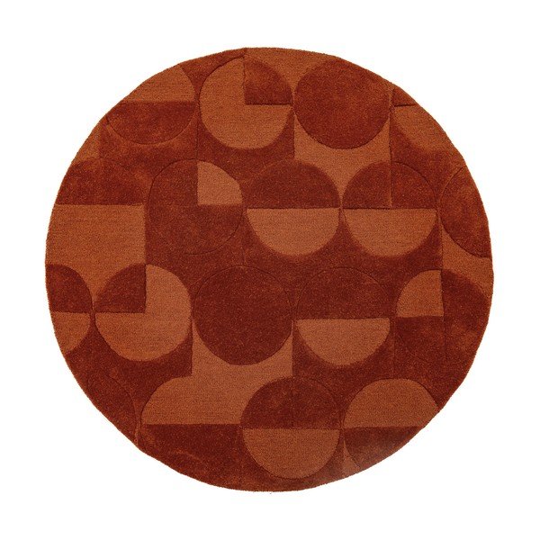 Terakotas oranžs ar rokām darināts vilnas apaļš paklājs ø 160 cm Gigi – Flair Rugs