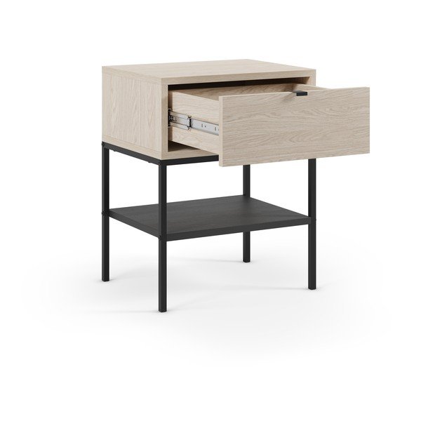 Gaiša dabīga toņa matēts naktsskapītis ar plauktiem Sali – Marckeric-image-3