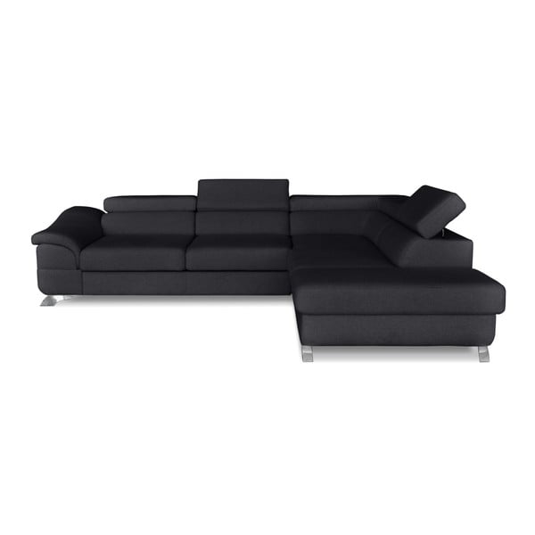Tumši pelēka stūra dīvāns-guļamā gulta Windsor & Co. Dīvāni Gamma, labais stūris