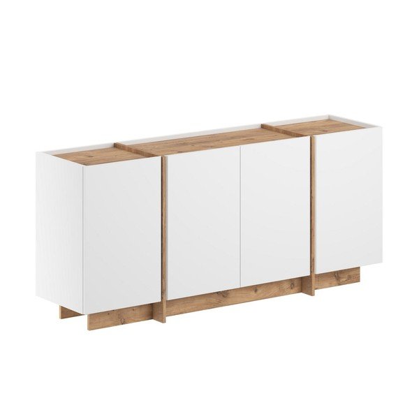 Balta kumode ar priedes koka imitāciju ar caurumu vadiem 180x80x45 cm Dorma – Kalune Design
