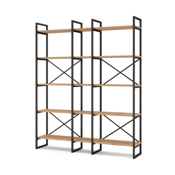 Melns/dabīga toņa ozolkoka imitācijas plaukts 144x175 cm Dusan – Marckeric-image-2