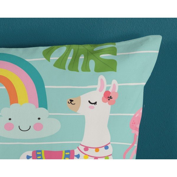 Zila vienguļamā kokvilnas bērnu gultas veļa 140x200 cm Festen – Good Morning-image-3