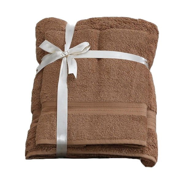 Brūni frotē kokvilnas dvieļu komplekts (2 gab.) – Foutastic