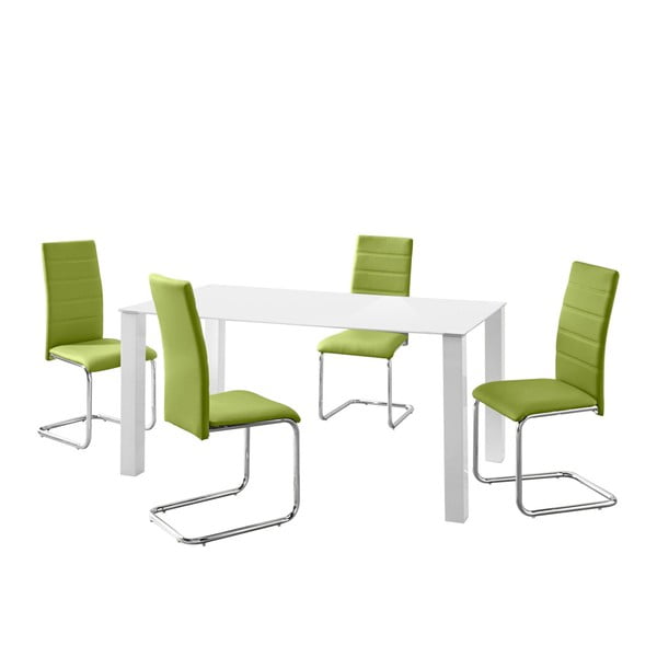 Galda un 4 zaļo krēslu komplekts Støraa Naral