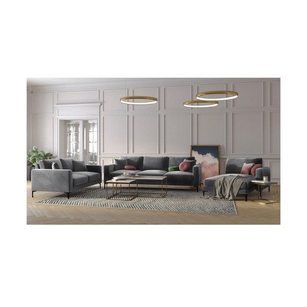Pelēks samta dīvāns Kooko Home Harmony, 158 cm-image-4
