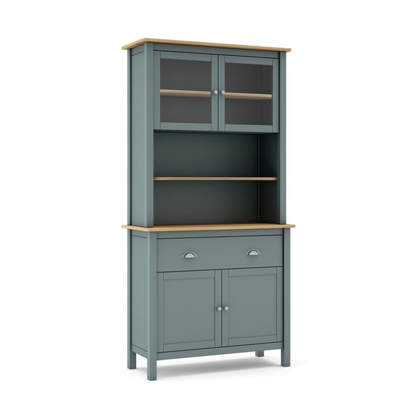 Dūmakaini zaļa priedes masīvkoka vitrīna 90x180,5x40 cm Misti – Marckeric-image-2