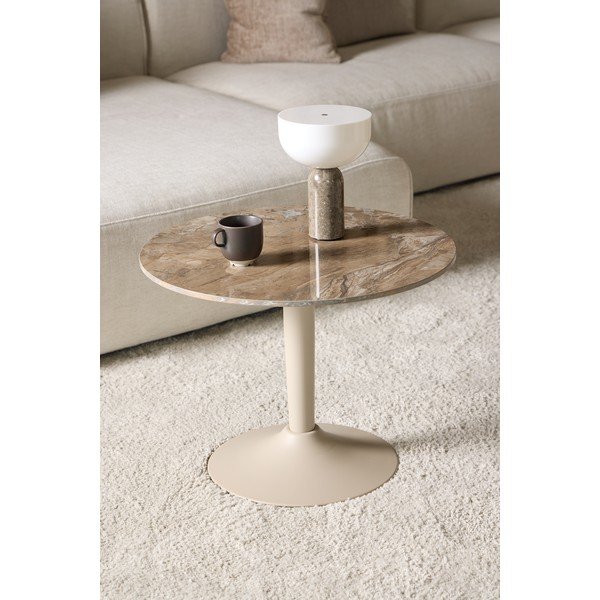 Brūns apaļš žurnālgaldiņš ar keramikas virsmu ø 60 cm Malta – Actona-image-1