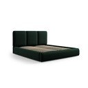 Tumši zaļa samta polsterēta divvietīga gulta ar veļas kasti un redelēm 180x200 cm Brody – Mazzini Beds