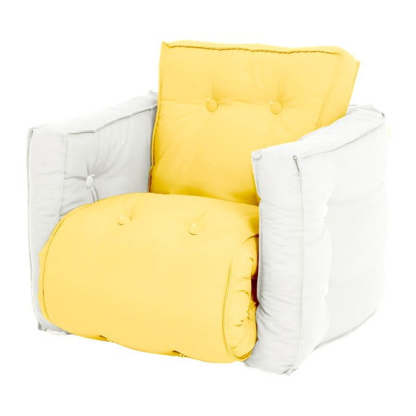 Dzeltens bērnu saliekamais krēsls ar dabīgu konstrukciju Karup Mini Dice