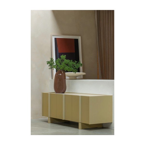 Zaļš priedes masīvkoka TV galdiņš 152x53x46 cm Basu – WOOOD-image-1