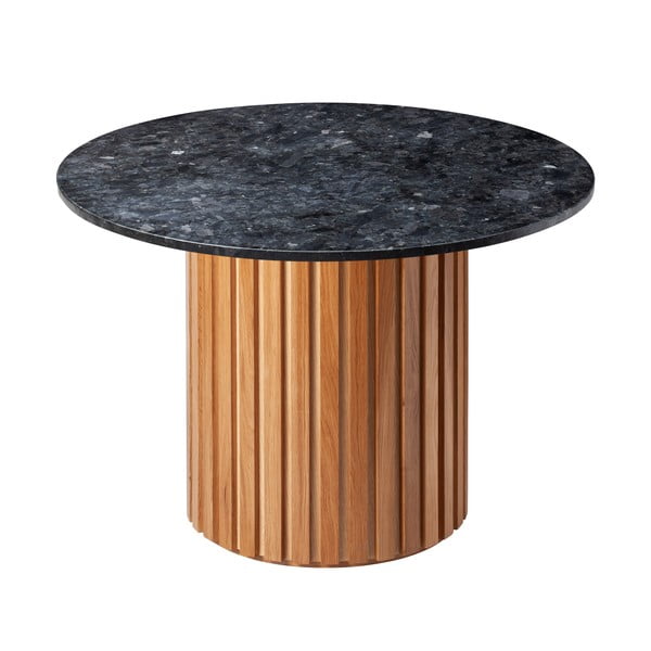 Melna granīta pusdienu galds ar ozolkoka pamatni RGE Moon, ⌀ 105 cm