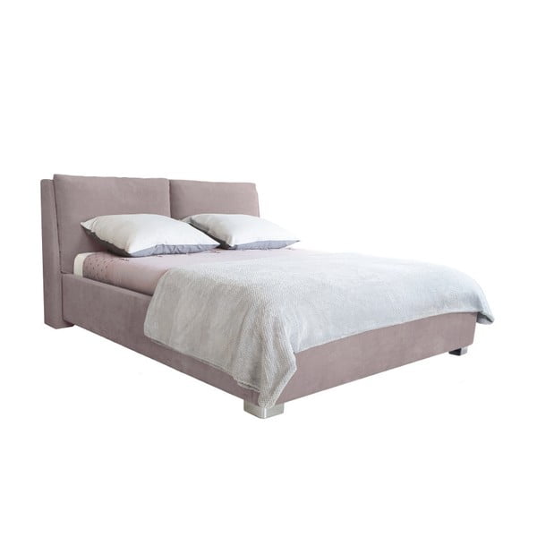 Gaiši rozā divguļamā gulta Mazzini Beds Vicky, 140 x 200 cm