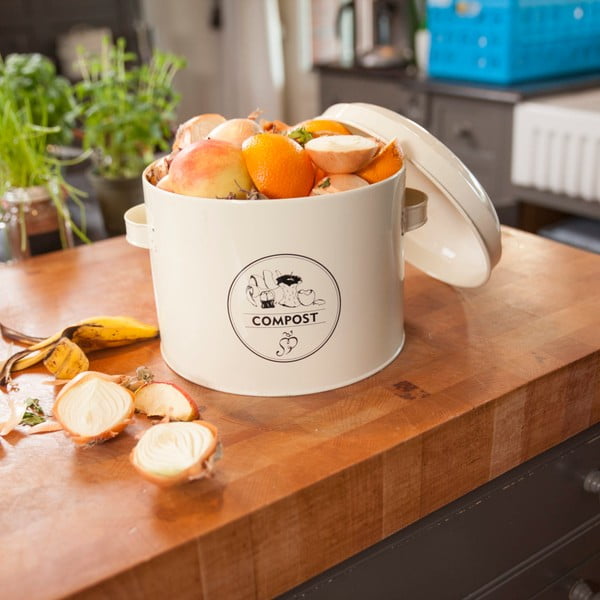 Balts kompostējams atkritumu konteiners 6,3 l Vintage - Esschert Design-image-1