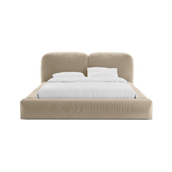 Bēša polsterēta divvietīga gulta ar veļas kasti un redelēm 180x200 cm Martina – Micadoni -image-4