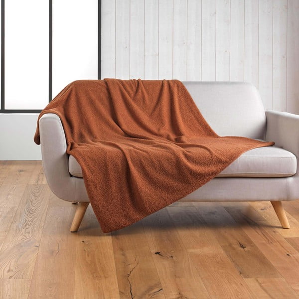 Sarkans/oranžs flīsa pleds 180x220 cm Curly Wooly – douceur d'intérieur-image-2