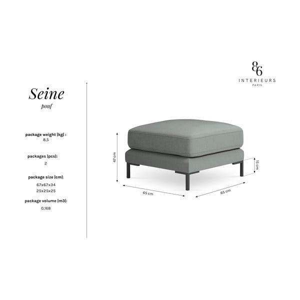 Tumši pelēks kāju soliņš Interieurs 86 Seine-image-3