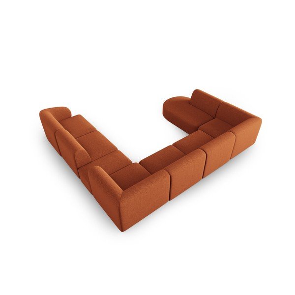 Terakotas oranžs stūra dīvāns no šenila auduma (ar labo stūri/U veida) Paolo – Milo Casa-image-3