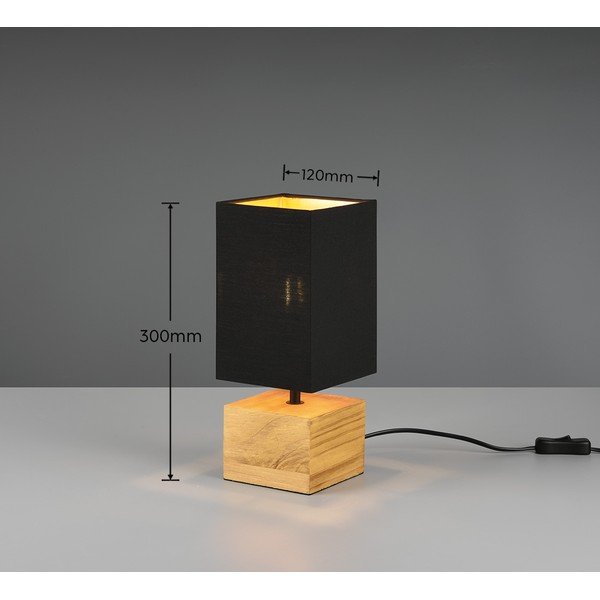 Melna/dabīga toņa galda lampa ar auduma abažūru (augstums 30 cm) Woody – Reality-image-3