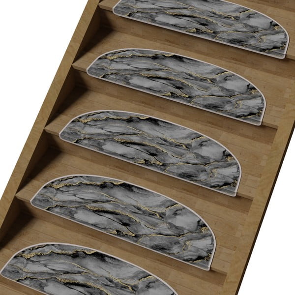Pelēki kāpņu paklāji (16 gab.) 20x65 cm Golden Marble – Vitaus-image-1