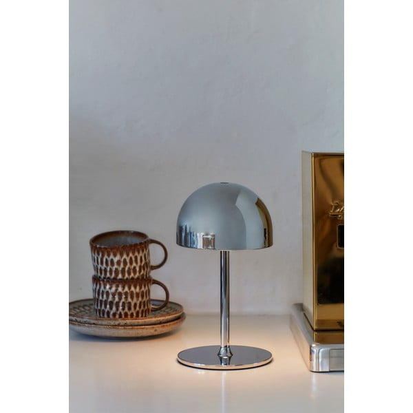 Sudraba krāsas LED galda lampa ar tālvadību un metāla abažūru (augstums 22 cm) Tim – Sirius-image-4