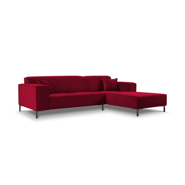 Sarkans samta stūra dīvāns Cosmopolitan Design Siena, labais stūris
