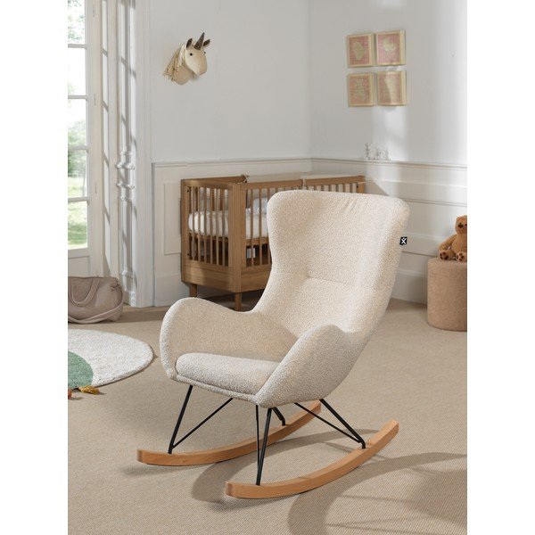 Bēšs šūpojošs bērnu atpūtas krēsls no buklē auduma Rocky – Vipack-image-1