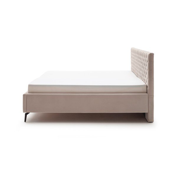 Balta/krēmkrāsas polsterēta divvietīga gulta ar veļas kasti ar redelēm 180x200 cm La Maison – Meise Möbel-image-4