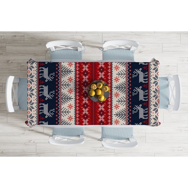 Ziemassvētku galdauts ar kokvilnas maisījumu Minimalist Cushion Covers Blue Nordic, 140 x 180 cm -image-1