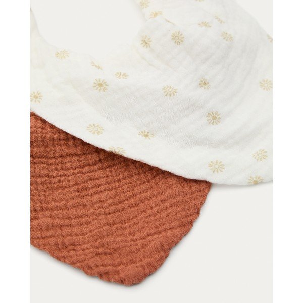 Krēmkrāsas/terakotas oranži kokvilnas siekalu ķērāji (2 gab.) Olna – Kave Home-image-3