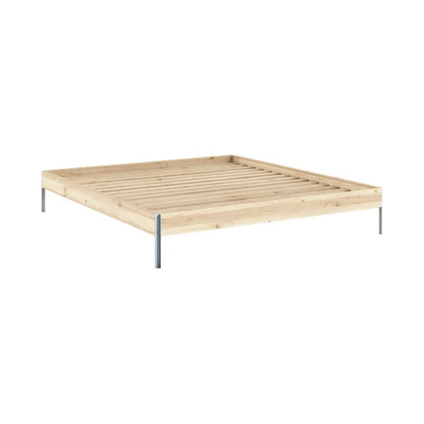 Dabīga toņa priedes masīvkoka divvietīga gulta ar redelēm 180x200 cm Core – Karup Design