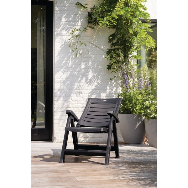 Tumši pelēks plastmasas dārza krēsls Aruba – Keter-image-2