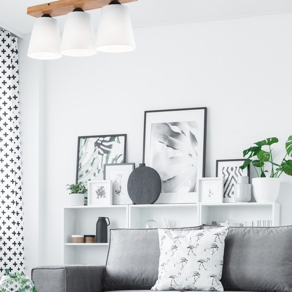 Balta griestu lampa ar auduma abažūru ø 15 cm Lula – LAMKUR-image-3