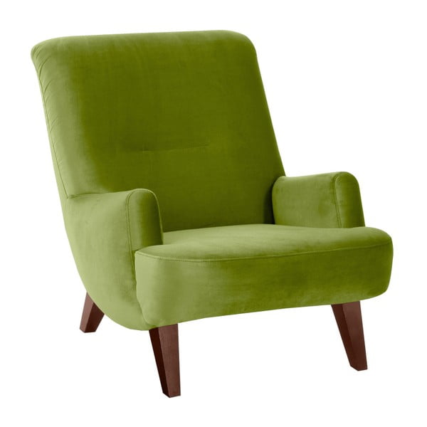 Zaļš krēsls ar brūnām kājām Max Winzer Brandford Suede