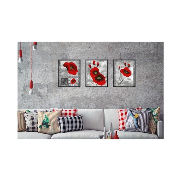 3 sienu gleznu komplekts Tablo Center Poppy