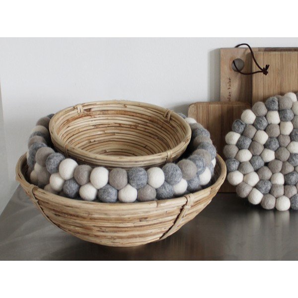 Gaiši pelēks un balts bumbiņu vilnas uzglabāšanas grozs Wooldot Ball Basket, ⌀ 28 cm-image-2