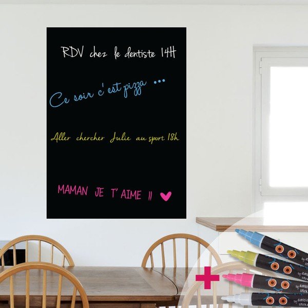 Sienas uzlīmju un 4 marķieru komplekts Ambiance Rectangular, 55 x 75 cm-image-2
