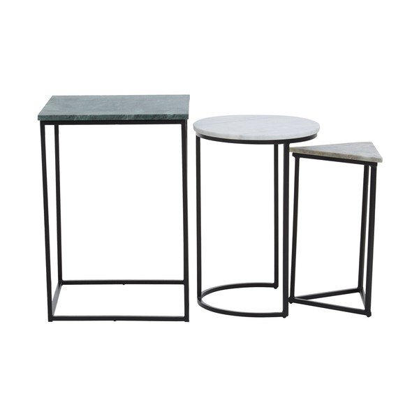 Sānu galdiņi (3 gab.) ar marmora virsmu 40x40 cm Mandoli – Premier Housewares