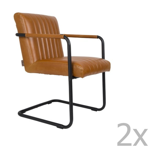 2 Dutchbone dūrienu komplekts Vintage konjaka brūns krēsli