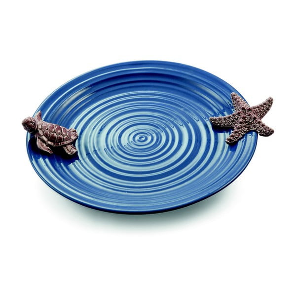 Zila keramikas plāksne Villa d'Este Sea Tondo