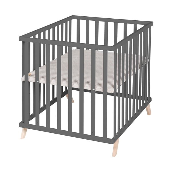 Tumši pelēka dižskābarža masīvkoka bērnu sētiņa 75x100 cm Lil Planet – Roba-image-2