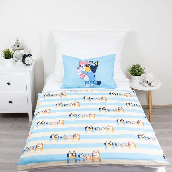 Zila kokvilnas bērnu gultas veļa bērnu gultiņai 100x135 cm Bluey – Jerry Fabrics-image-2
