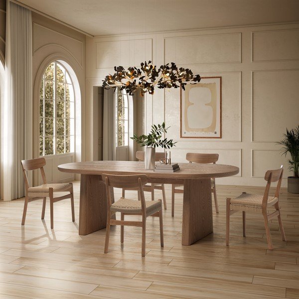 Dabīga toņa gumijkoka masīvkoka pusdienu krēsli (2 gab.) Biel – MOME-image-1