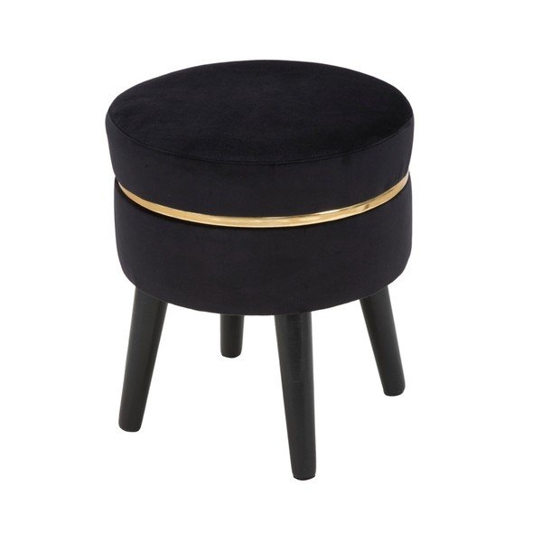 Mauro Ferretti Paris melns polsterēts taburete, ⌀ 35 cm-image-1