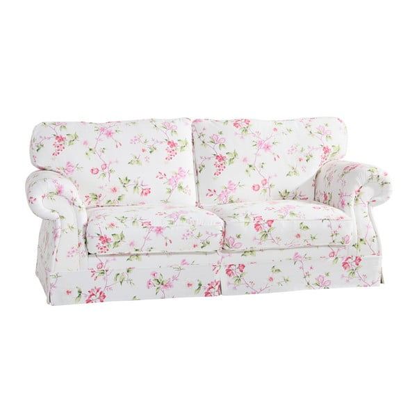 Rozā un balta ziedu dīvāns Max Winzer Mina, 197 cm
