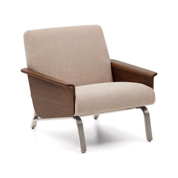 Gaiši brūns atpūtas krēsls no šenila auduma Amsen – Kave Home